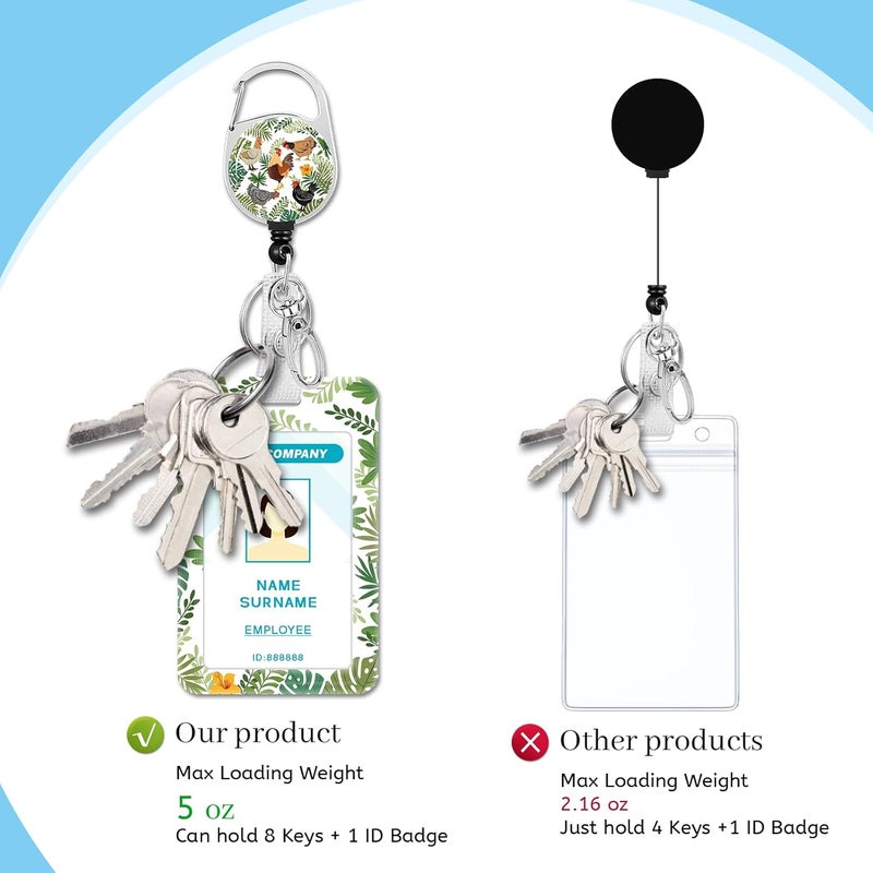 Hancynir Funny Chicken Lanyards for Id Badges, Cute Badge Holder with Retractable Reel Clip, Work Name Tag Keychain Lanyard with ID Holder for Women Teacher Nurse Office - Image 4